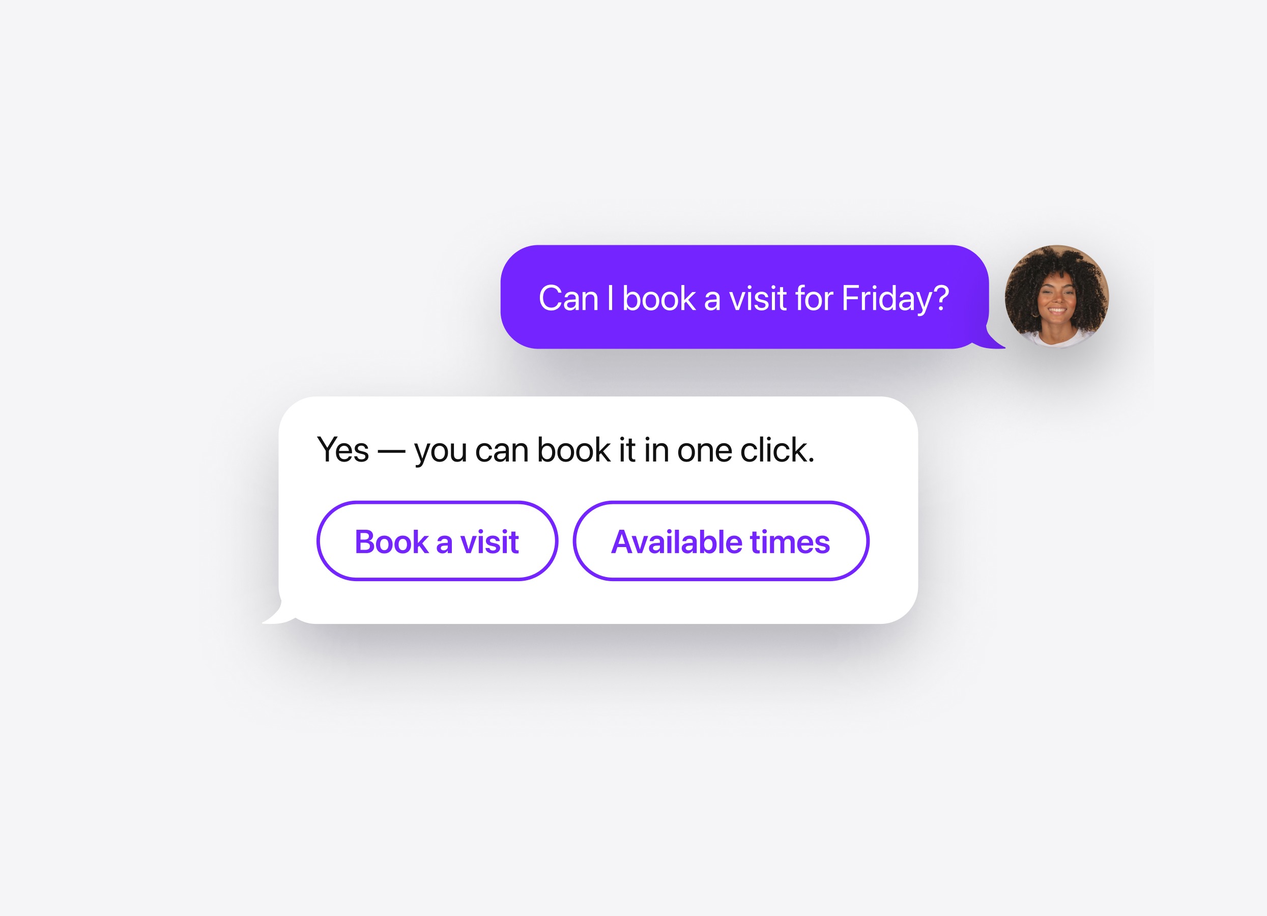 AI Chatbot offering one-click visit booking and available times